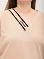 Костюм женский со штанами палаццо бежевый большие размеры 2334-B-3