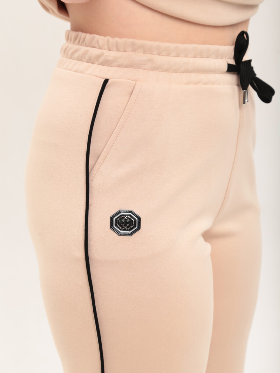 Костюм женский со штанами палаццо бежевый большие размеры 2334-B-3