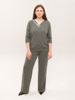 Костюм женский со штанами палаццо зеленый 2334-2