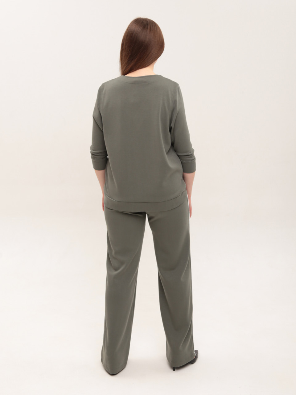 Костюм женский со штанами палаццо зеленый 2334-2