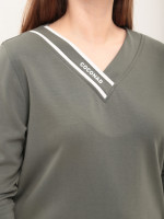 Костюм женский со штанами палаццо зеленый 2334-2