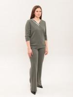 Костюм женский со штанами палаццо зеленый 2334-2
