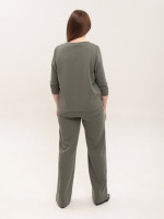 Костюм женский со штанами палаццо зеленый большой размер 2334-B-2