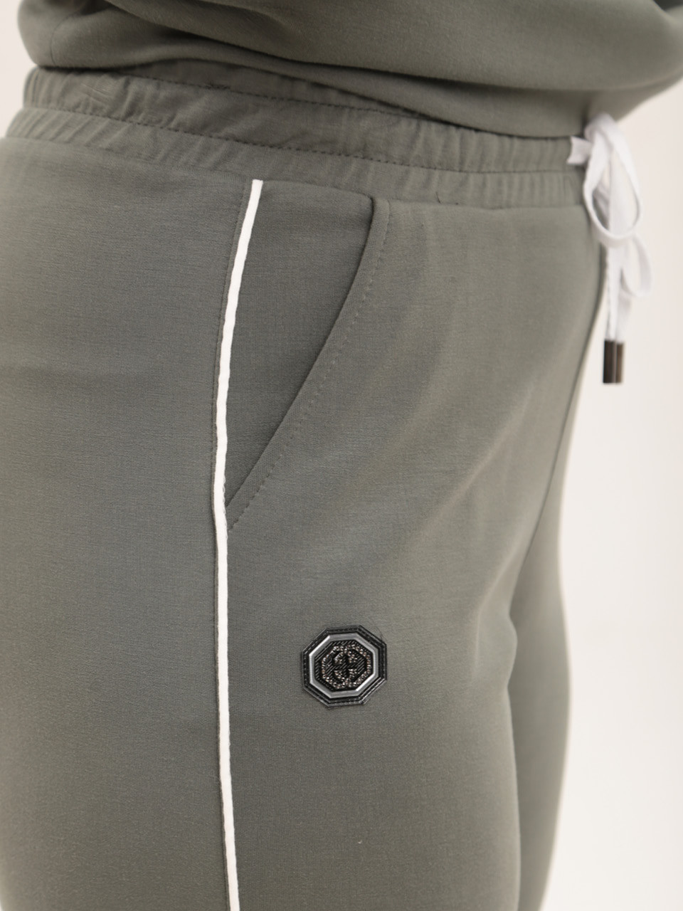 Костюм женский со штанами палаццо зеленый большой размер 2334-B-2