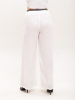 Штани жіночі білі лляні широкі на резинці 10507-2
