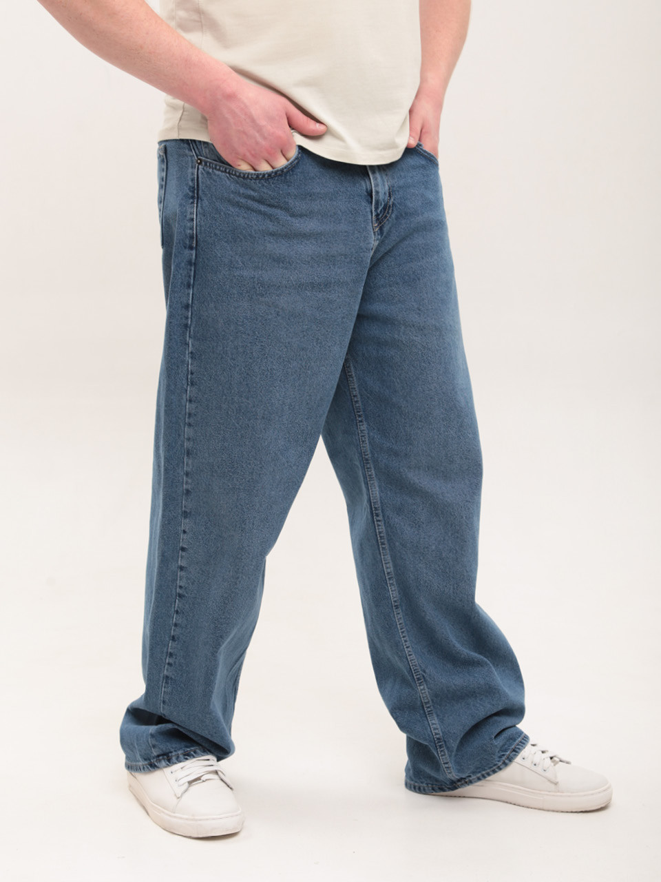 Джинсы мужские синие багги с высокой посадкой 3998