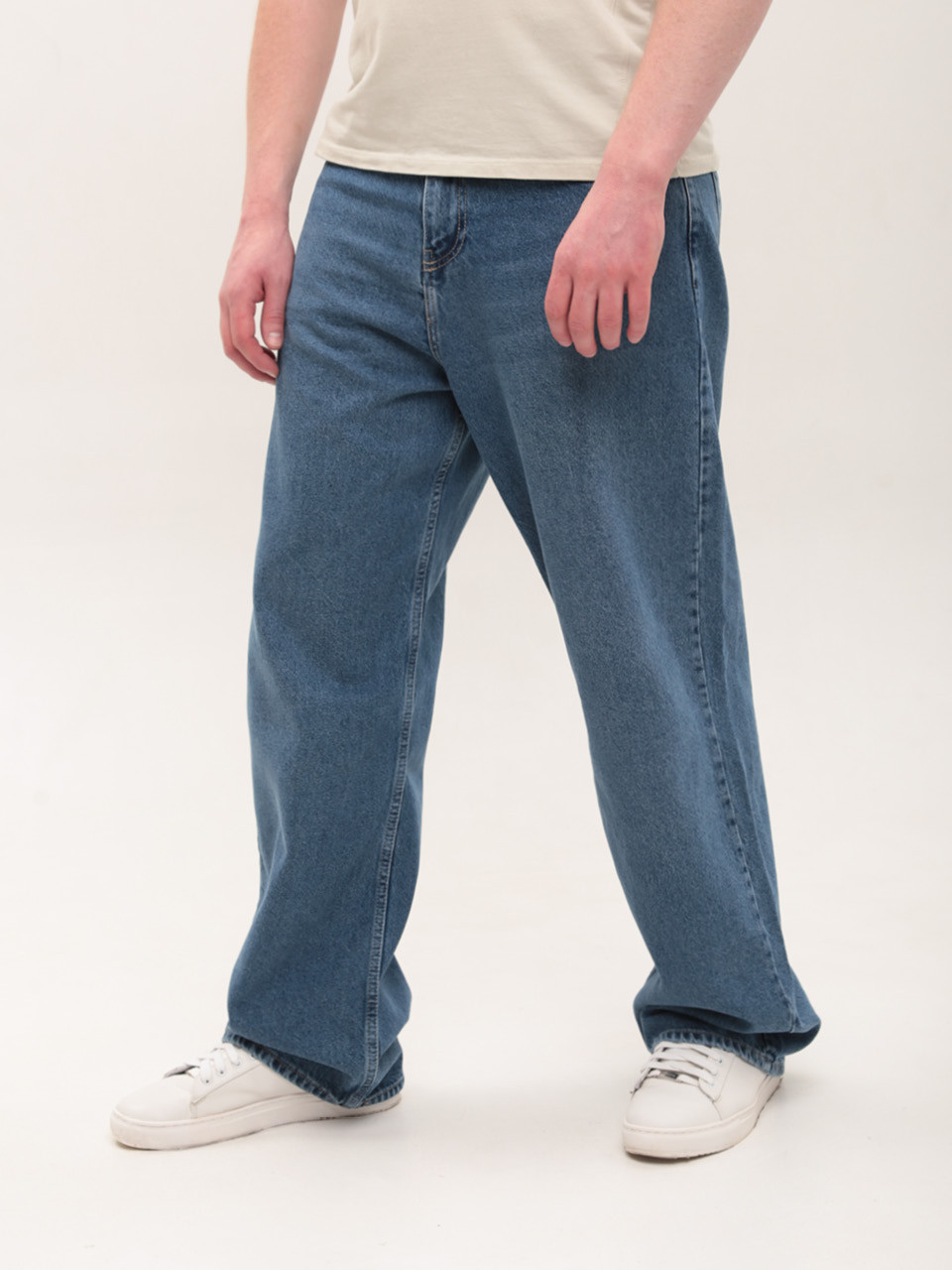 Джинсы мужские синие багги с высокой посадкой 3998
