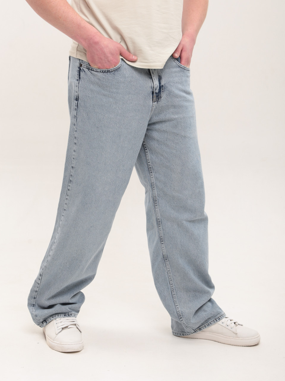 Джинси чоловічі світло-блакитні баггі з високою посадкою 3990