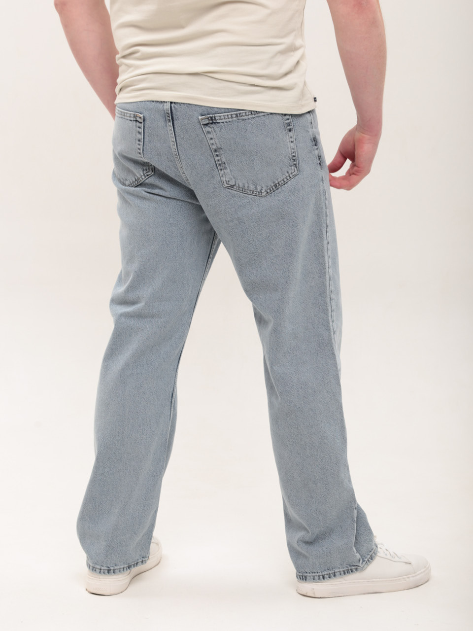 Джинсы мужские светло-голубые трубы с высокой посадкой 3987