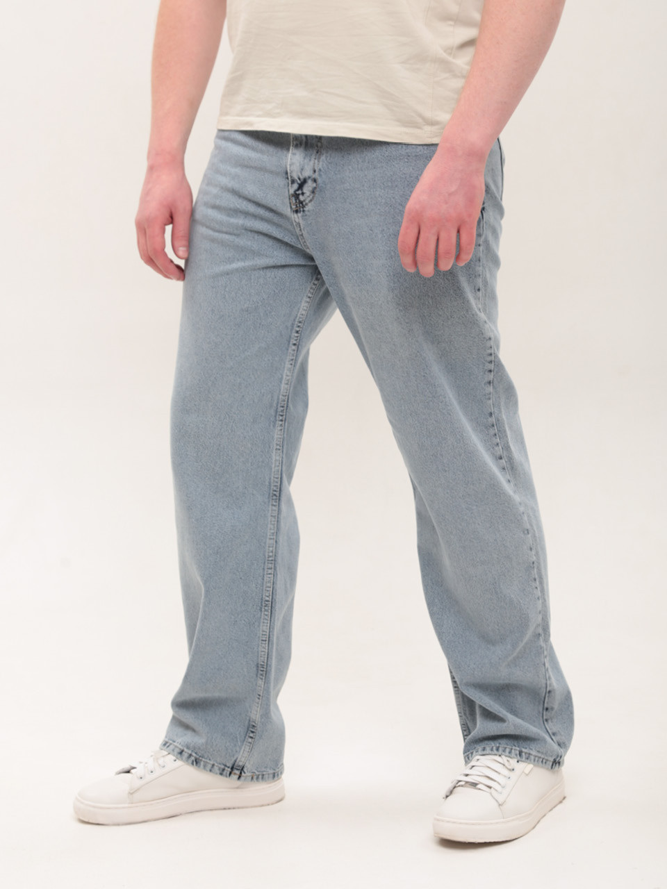 Джинсы мужские светло-голубые трубы с высокой посадкой 3987