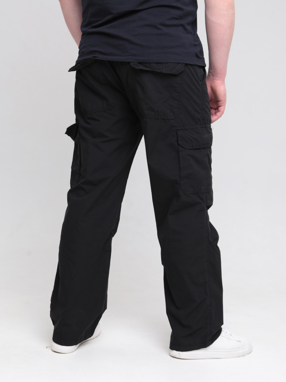 Штаны мужские черные широкие карго тонкие с карманами 8167-3