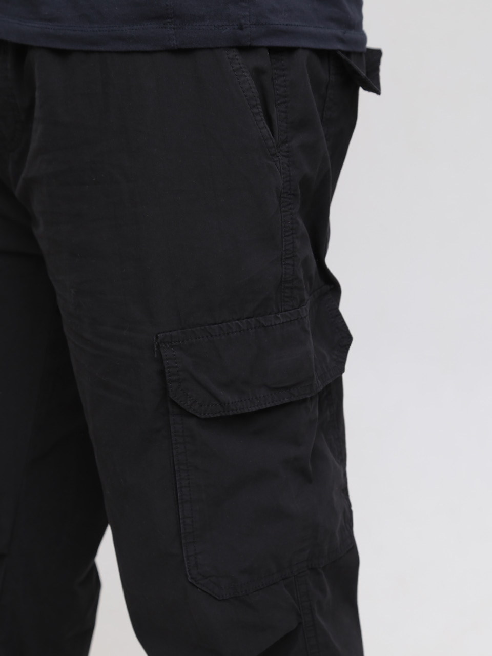 Штаны мужские черные широкие карго тонкие с карманами 8167-3