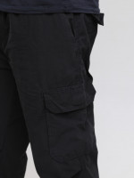 Штаны мужские черные широкие карго тонкие с карманами 8167-3