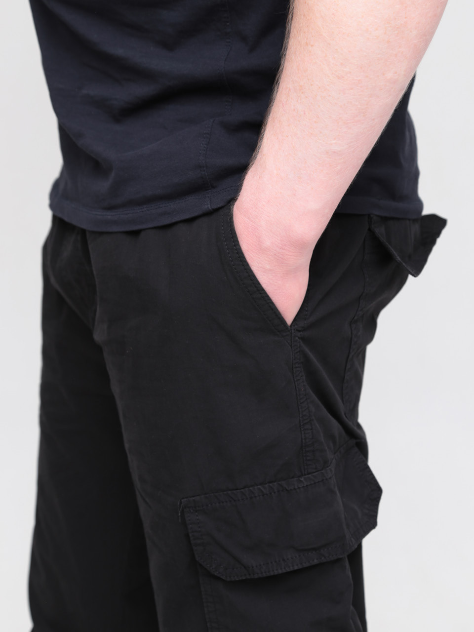 Штаны мужские черные широкие карго тонкие с карманами 8167-3