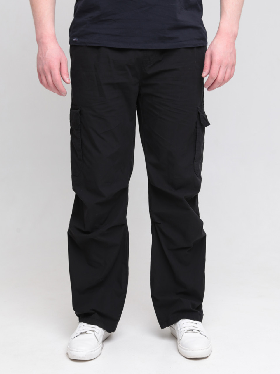 Штаны мужские черные широкие карго тонкие с карманами 8167-3