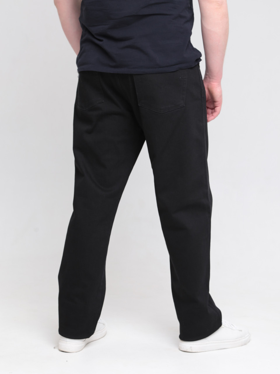 Джинсы мужские черные прямые большие размеры 615-B-3