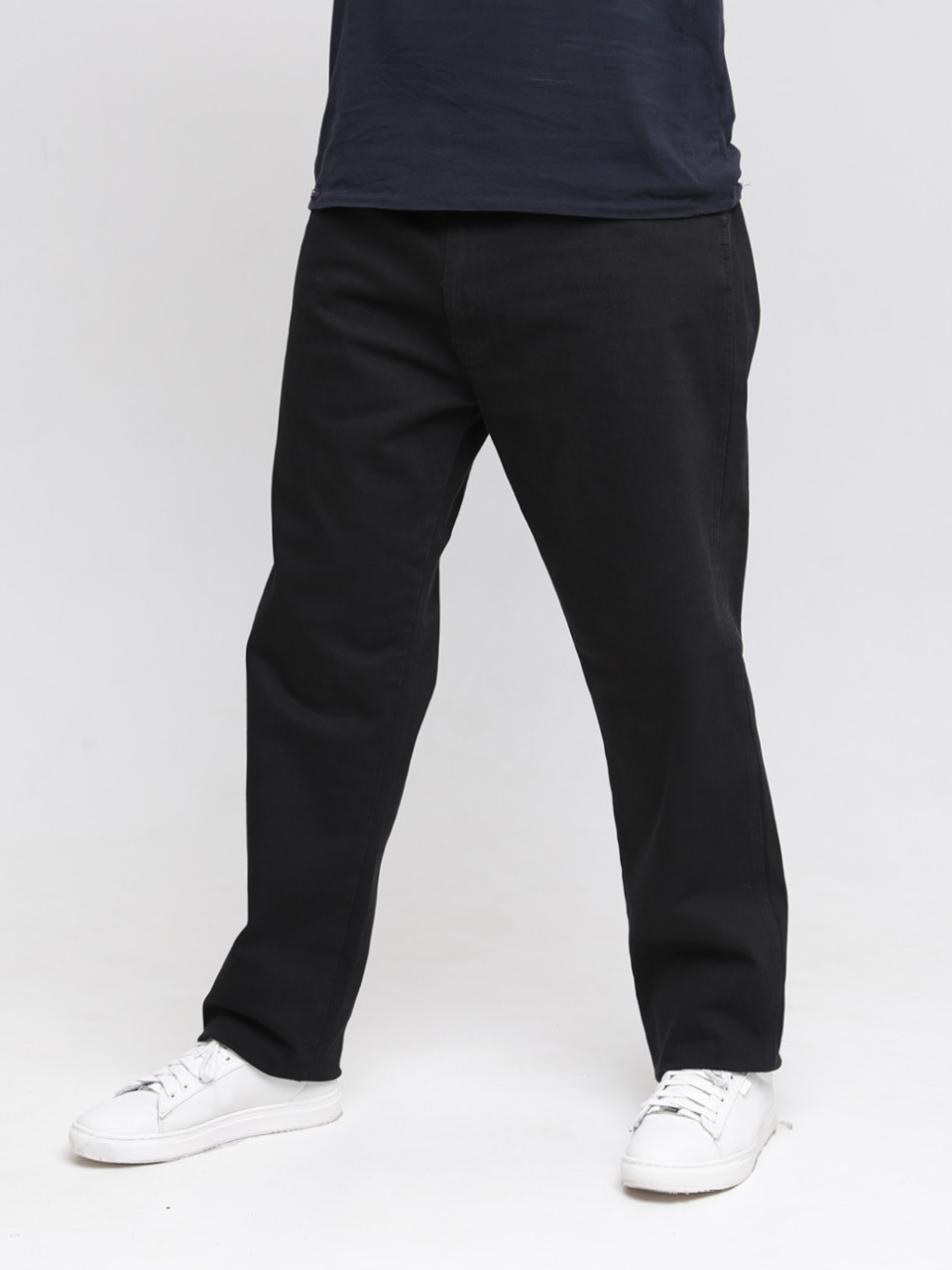 Джинсы мужские черные прямые большие размеры 615-B-3