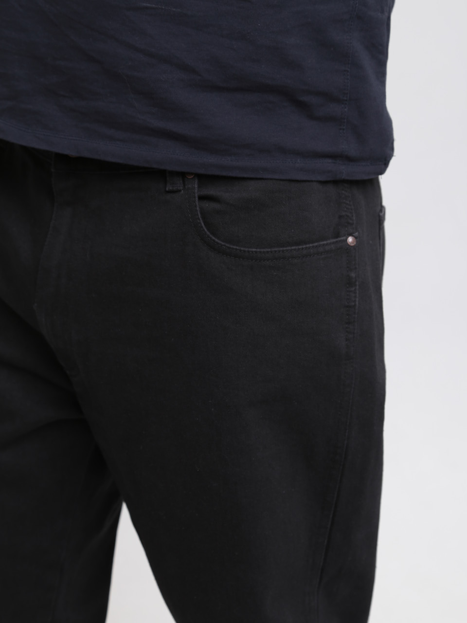 Джинсы мужские черные прямые большие размеры 615-B-3