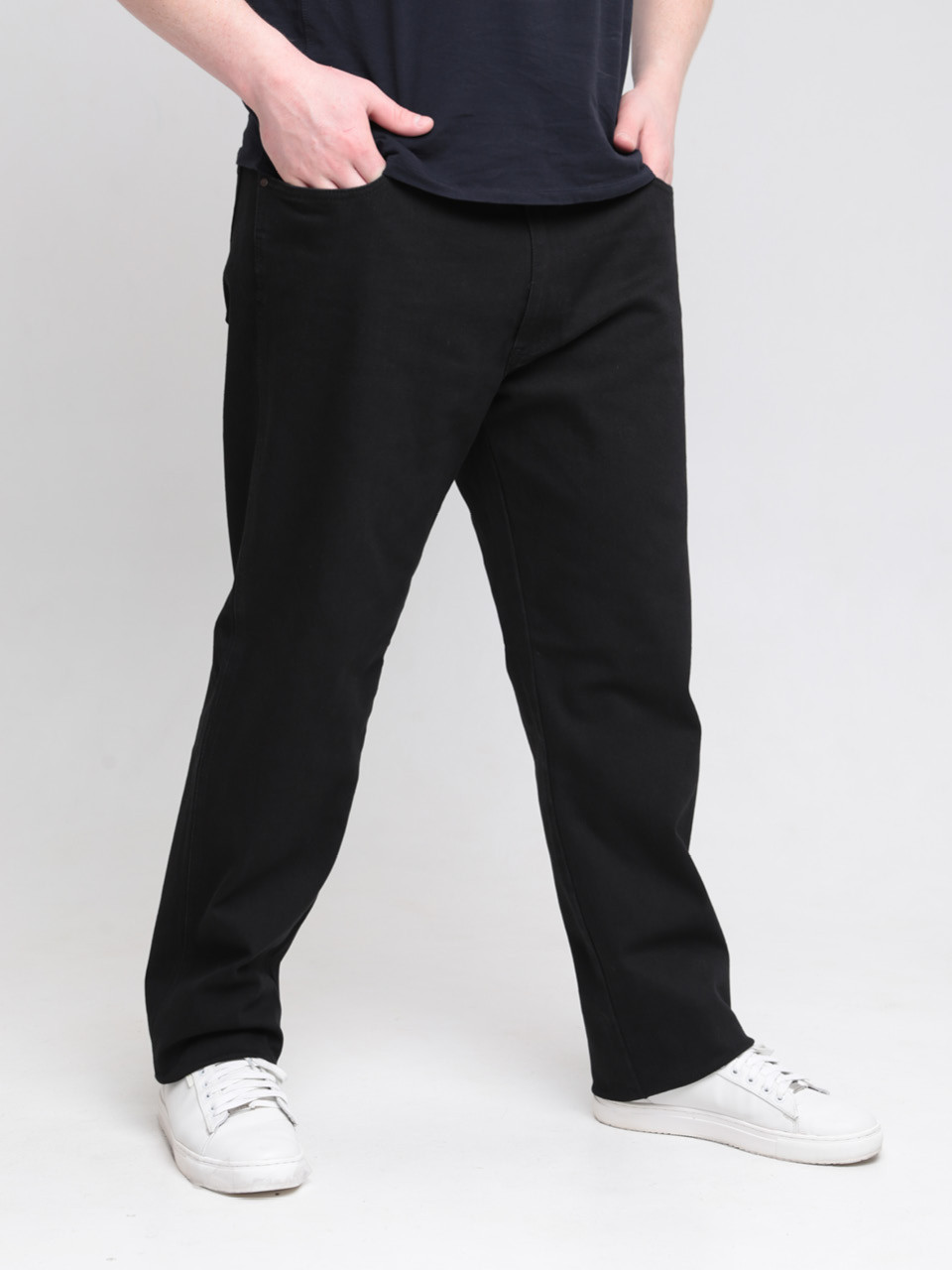 Джинсы мужские черные прямые большие размеры 615-B-3