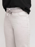 Джинси жіночі прямі світло-бежеві тонкі на резинці 7440-B-1