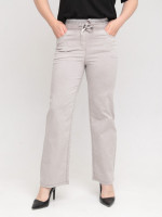 Джинси жіночі прямі світло-бежеві тонкі на резинці 7440-B-1