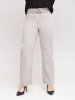 Джинсы женские прямые светло-бежевые тонкие на резинке 7439-1