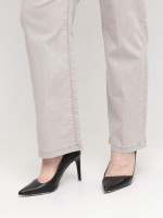 Джинсы женские прямые светло-бежевые тонкие на резинке 7439-1