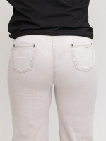 Джинсы женские прямые светло-бежевые тонкие на резинке 7439-1