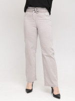 Джинсы женские прямые светло-бежевые тонкие на резинке 7439-1