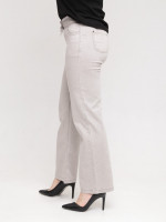 Джинсы женские прямые светло-бежевые тонкие на резинке 7439-1