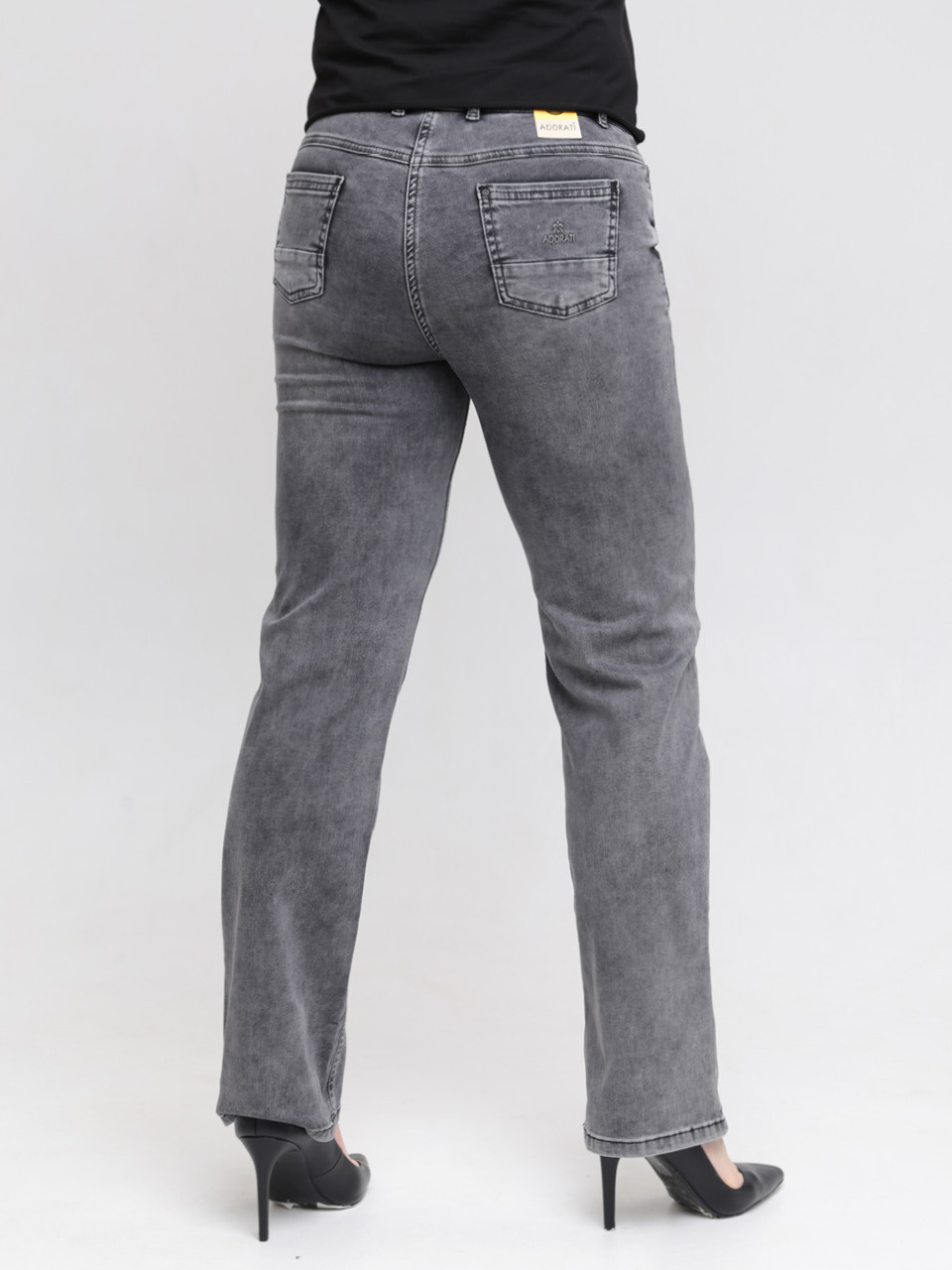 Джинсы женские прямые серые со стрейчем 7689-2