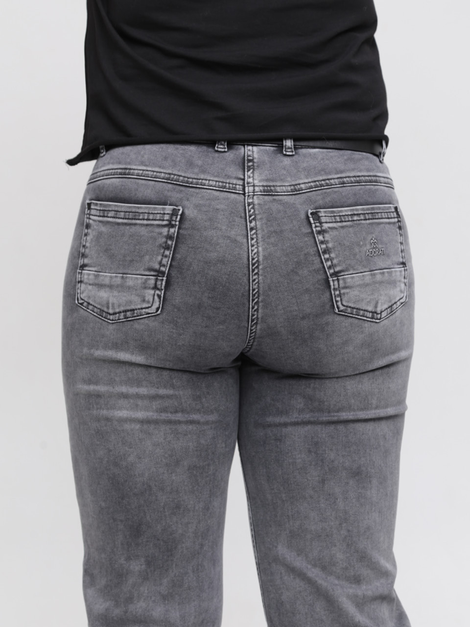 Джинсы женские прямые серые со стрейчем 7689-2