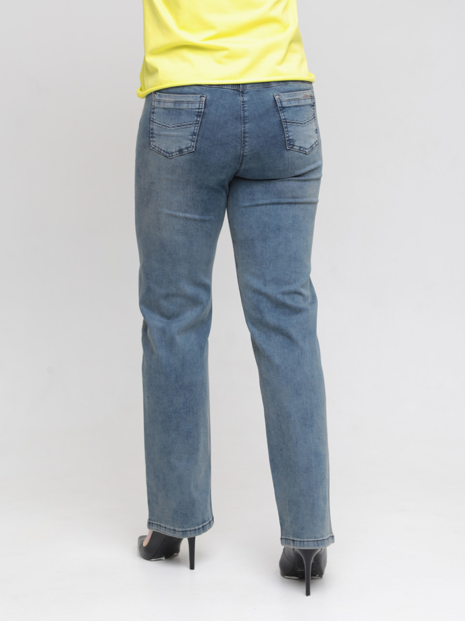 Джинси жіночі прямі синьо-зелені зі стрейчем 7667-3