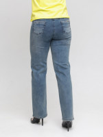 Джинси жіночі прямі синьо-зелені зі стрейчем 7667-3