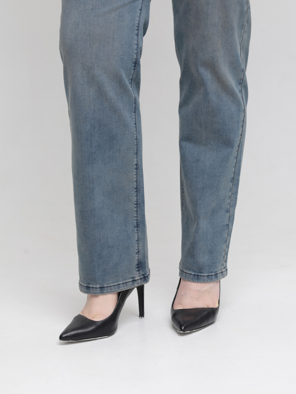 Джинси жіночі прямі синьо-зелені зі стрейчем 7667-3