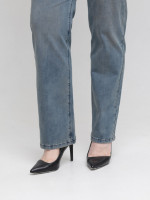 Джинси жіночі прямі синьо-зелені зі стрейчем 7667-3