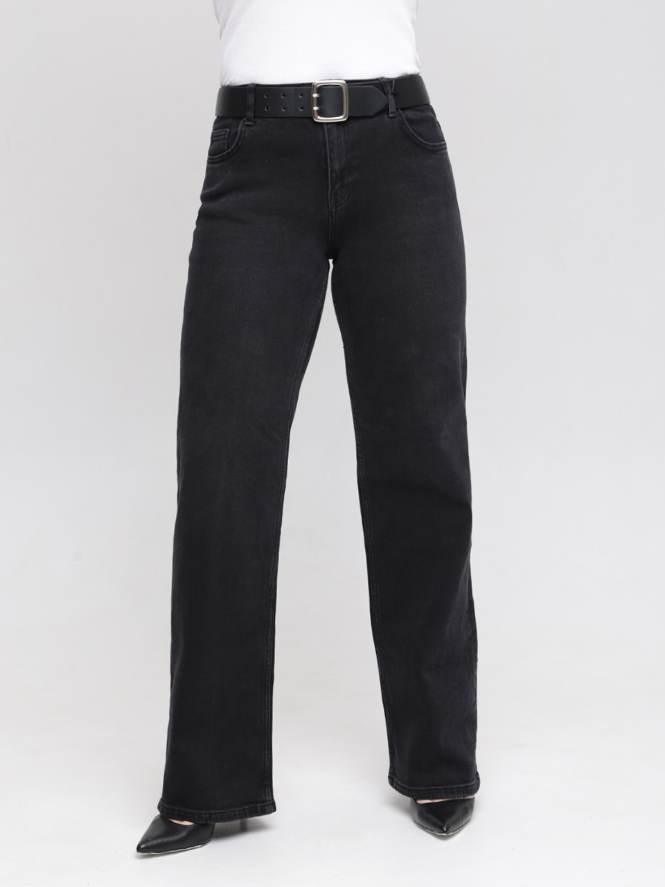 Джинси жіночі чорні палаццо зі стрейчем 3185-012