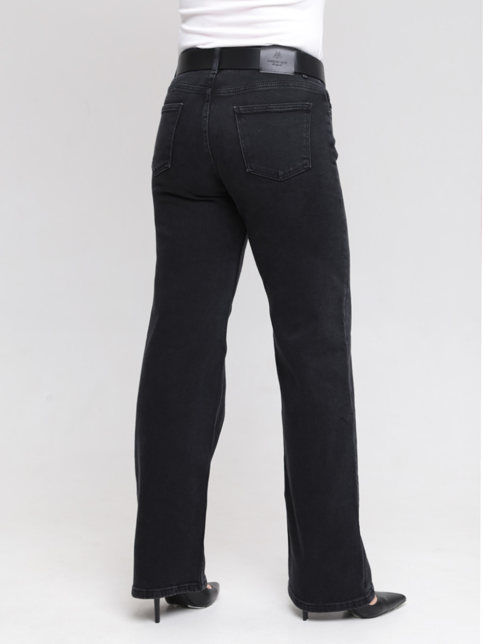 Джинси жіночі чорні палаццо зі стрейчем 3185-012