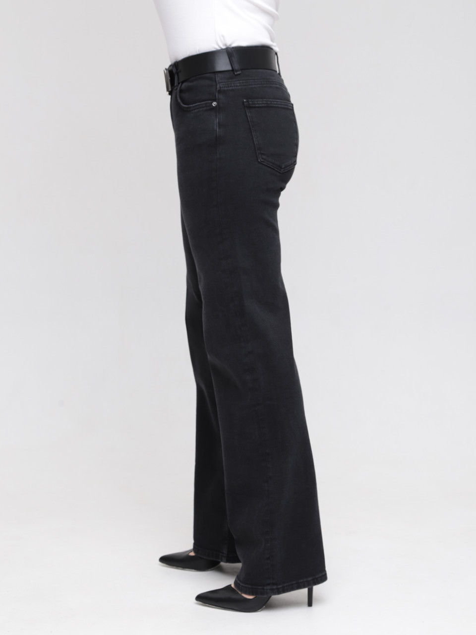 Джинси жіночі чорні палаццо зі стрейчем 3185-012