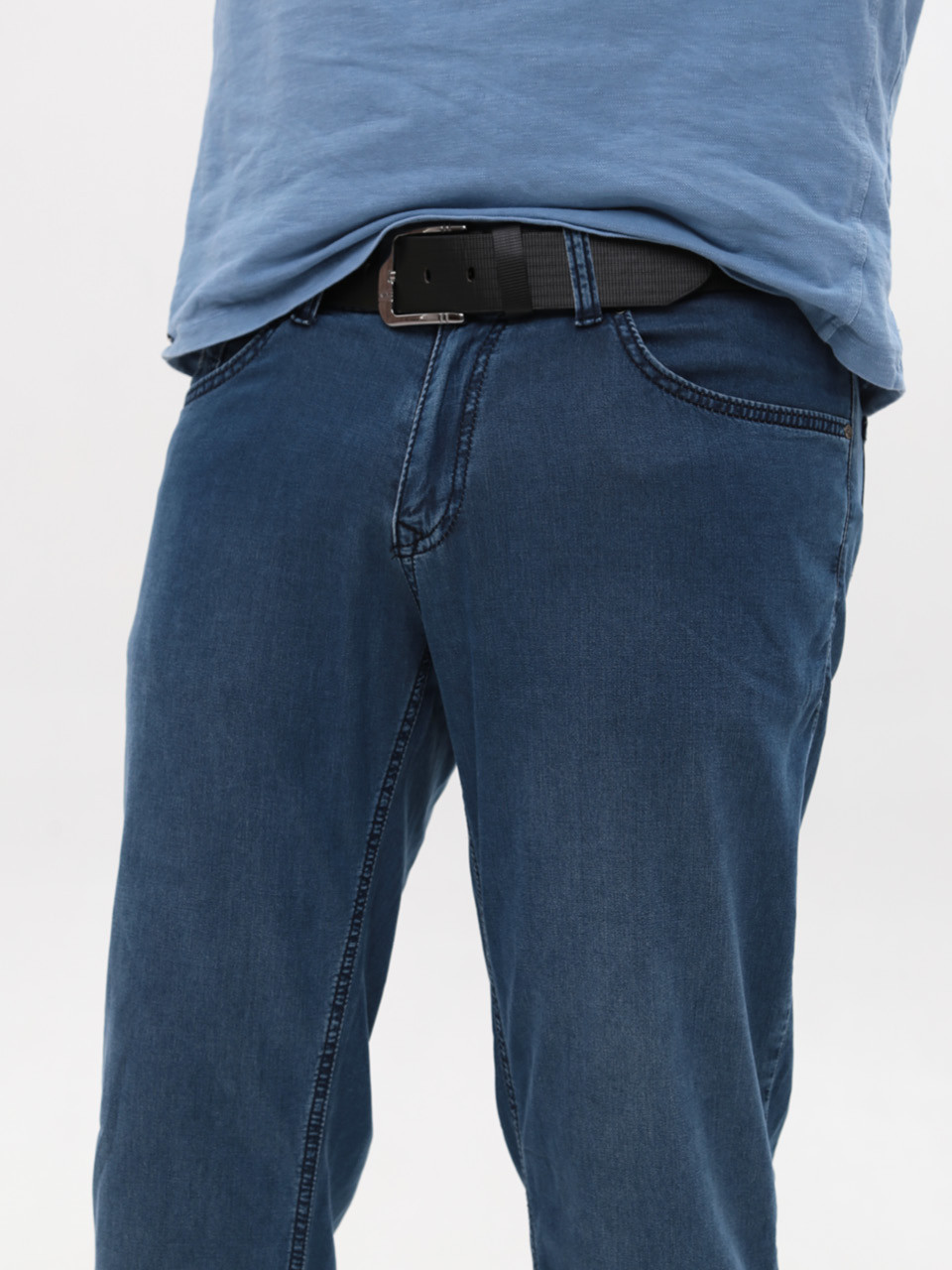 Джинсы мужские светло-синие прямые тонкие со стрейчем 4498