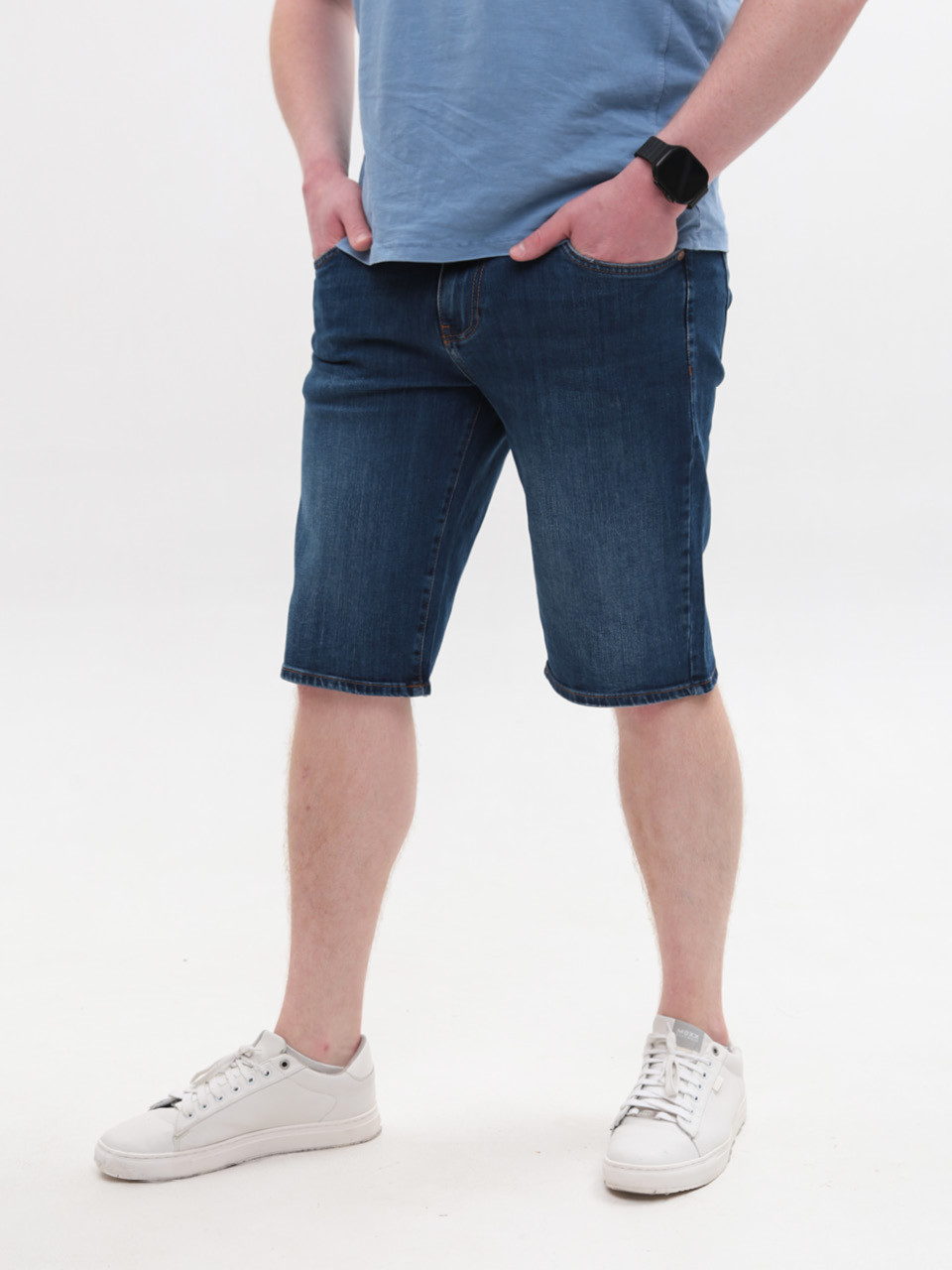 Шорты мужские темно-синие джинсовые прямые большие размеры 24221-В-6599 334