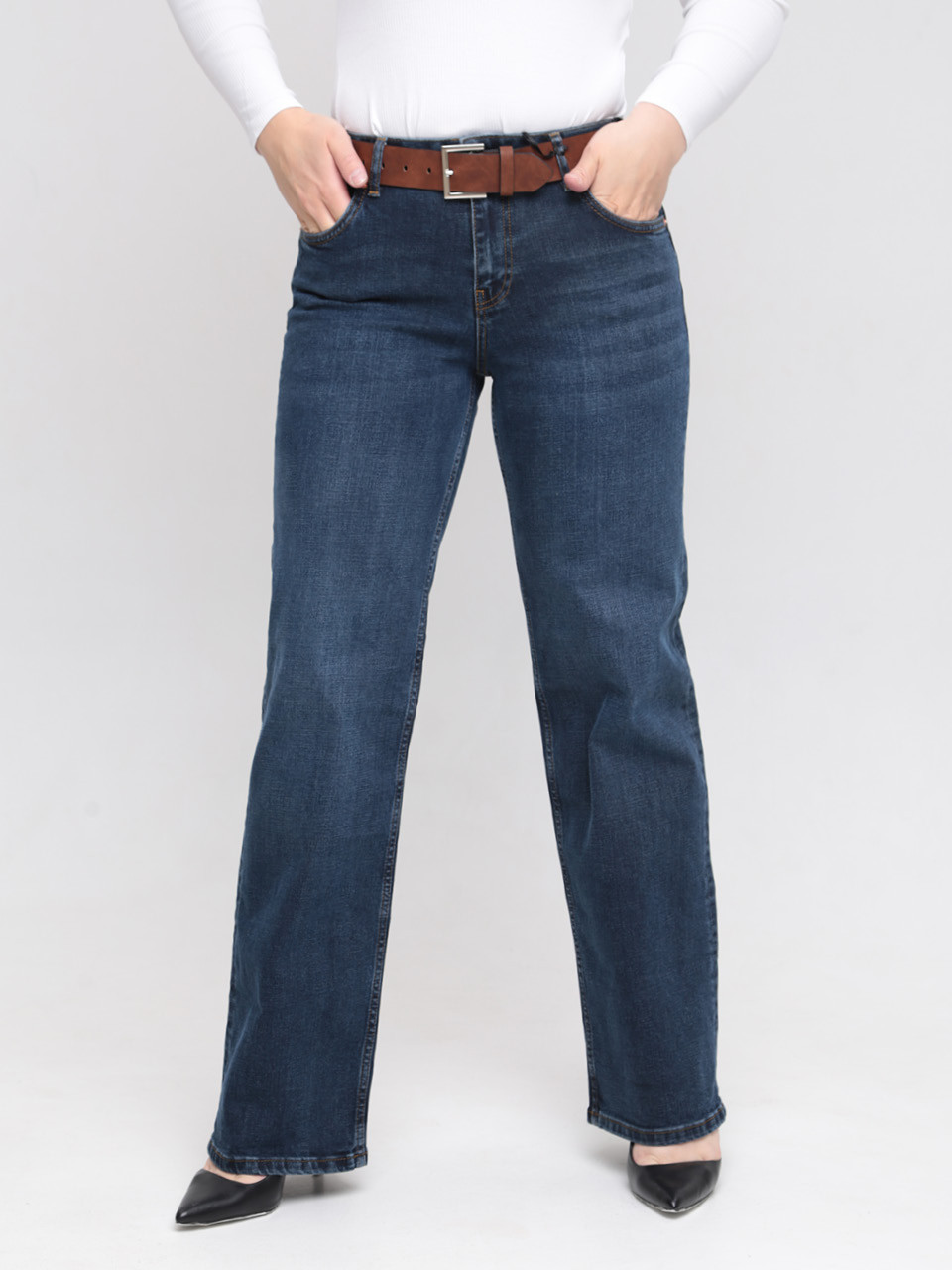 Джинси жіночі сині палаццо зі стрейчем великий розмір 3187-B-013
