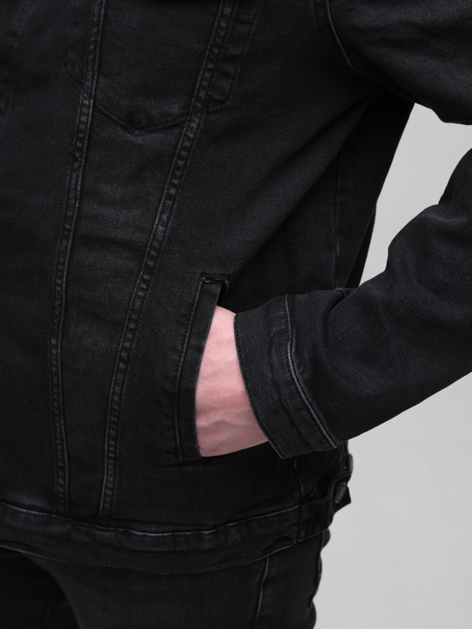 Куртка джинсова чоловіча чорна зі стрейчем 19092 6708 666