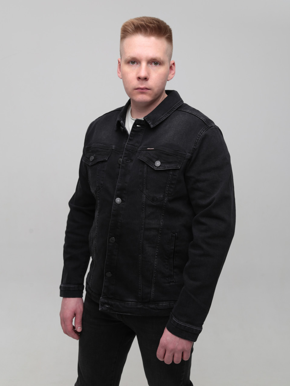 Куртка джинсова чоловіча чорна зі стрейчем 19092 6708 666