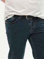 Джинсы мужские сине-зеленые слим со стрейчем 4401