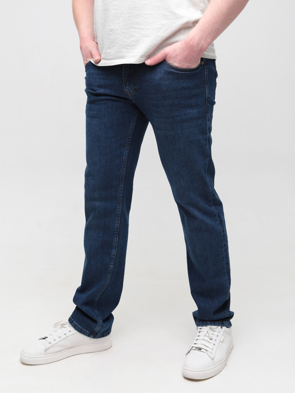 Джинсы мужские темно-синие прямые со стрейчем 4531