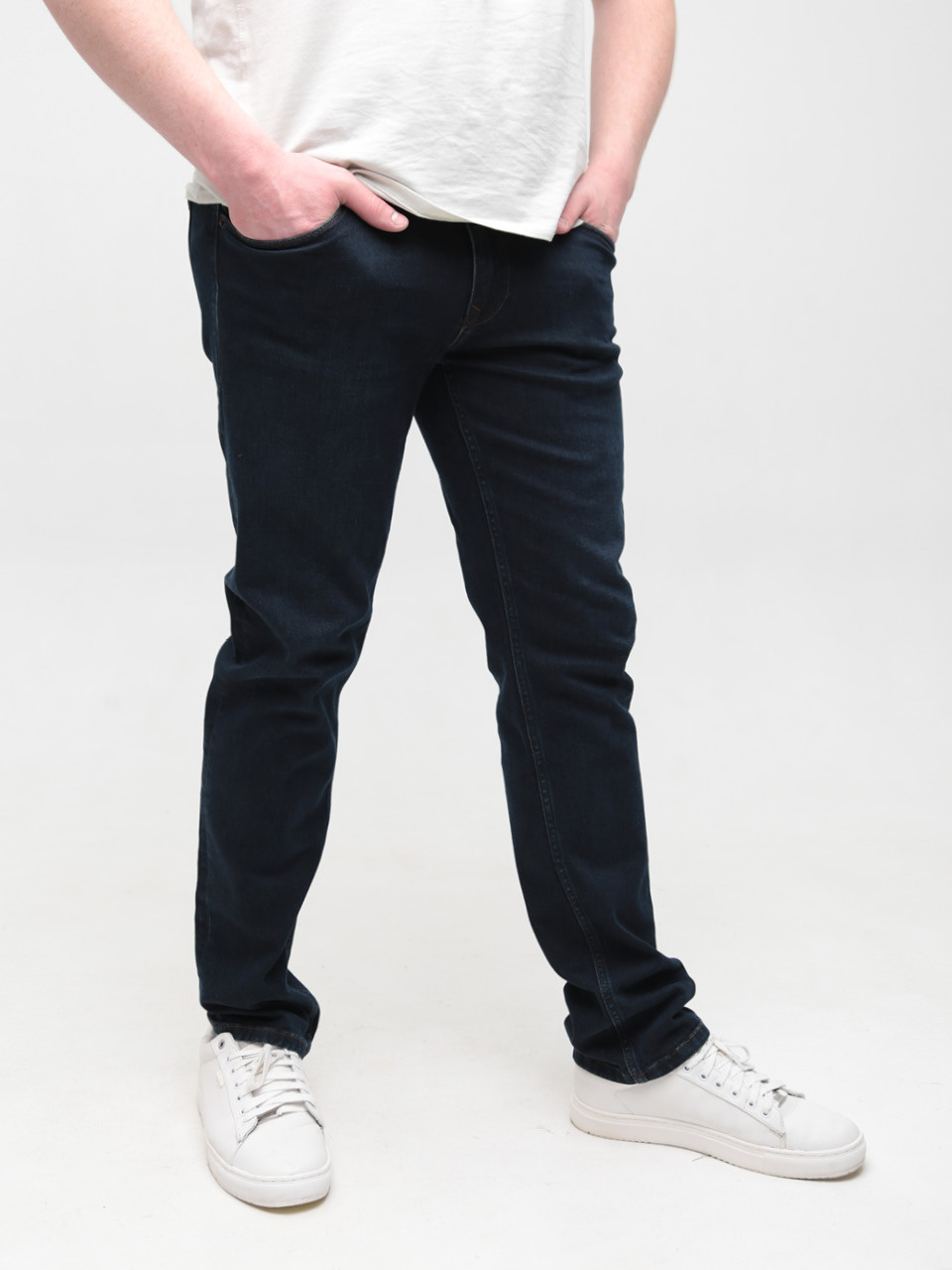 Джинсы мужские темно-синие слим со стрейчем 4533