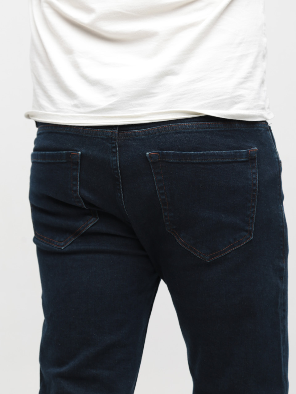 Джинсы мужские темно-синие слим со стрейчем большие размеры 4533-B