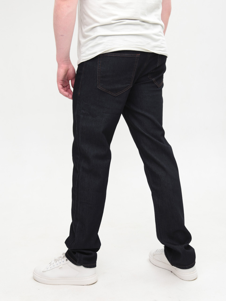 Джинсы мужские черно-синие прямые со стрейчем 4534
