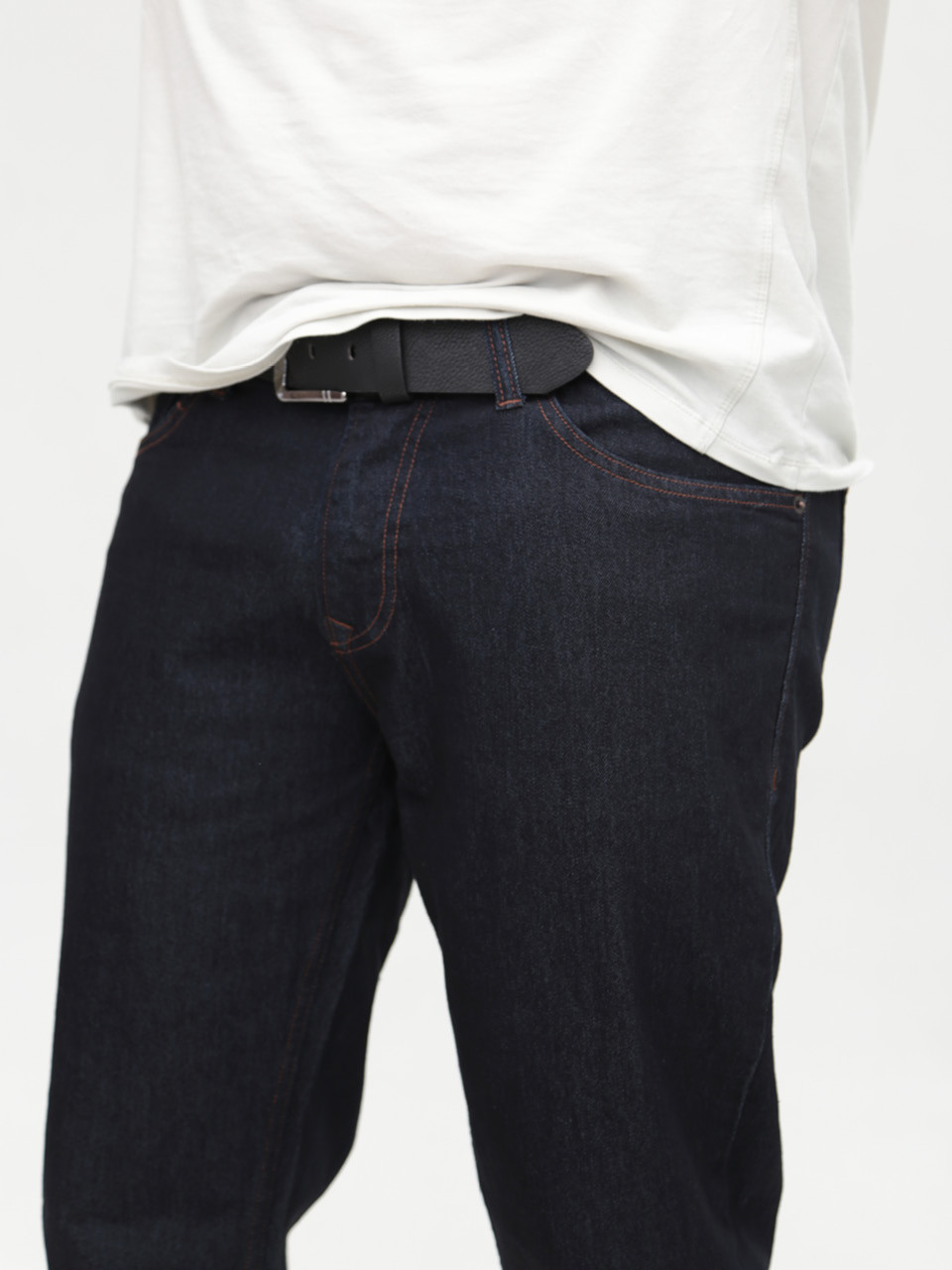 Джинсы мужские черно-синие прямые со стрейчем 4534